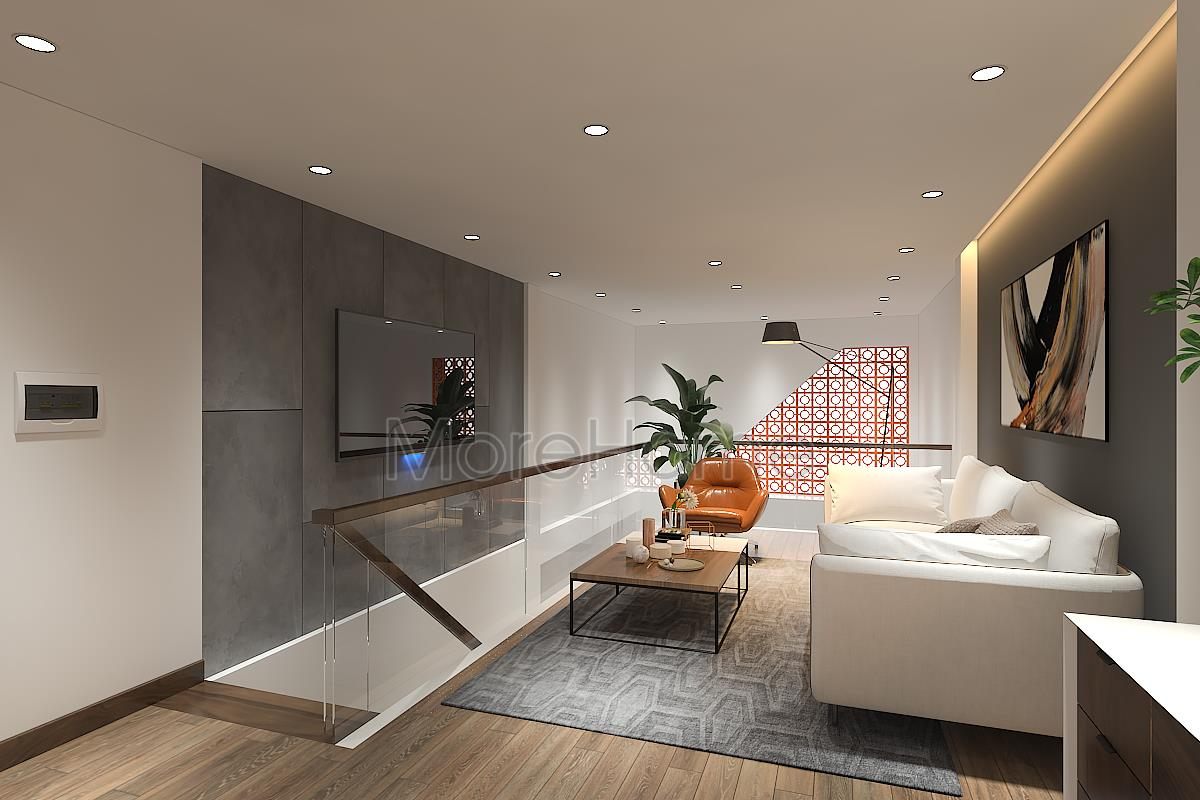 Thiết kế nội thất phòng khách nhà ống An Dương Tây Hồ 